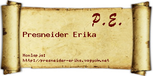 Presneider Erika névjegykártya